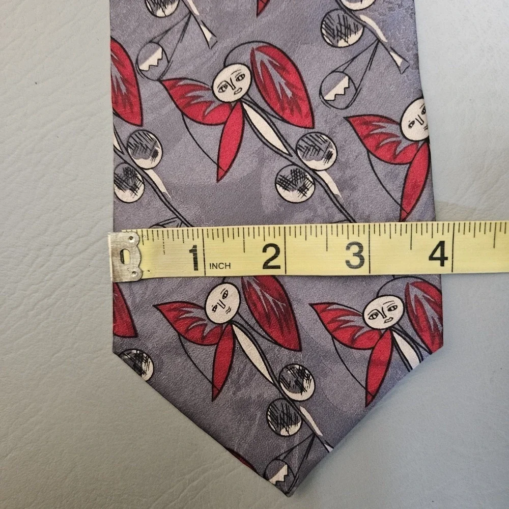 Picasso Tie Necktie Woman Flower Gray Red‎ 100% Silk Abstract Cubism Art